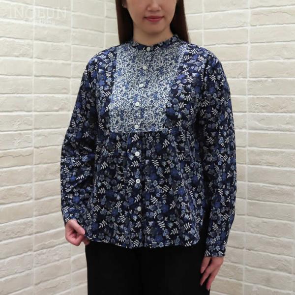 Vent d'ouest LIBERTY配色ブラウス EDENHAM ネイビー系 セール