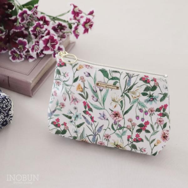 リバティ BASICポーチ フローレットロンドン メグミ アイボリー 化粧ポーチ 底マチ 内ポケット...