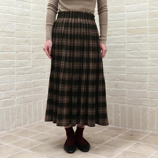 J.Sloane プリーツスカート チェック タータン起毛 ブラウン系 セール