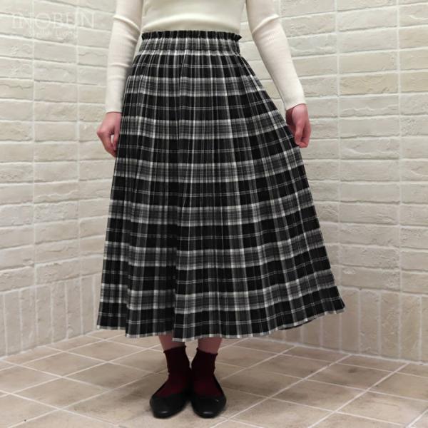 J.Sloane プリーツスカート チェック タータン起毛 グレー系 セール