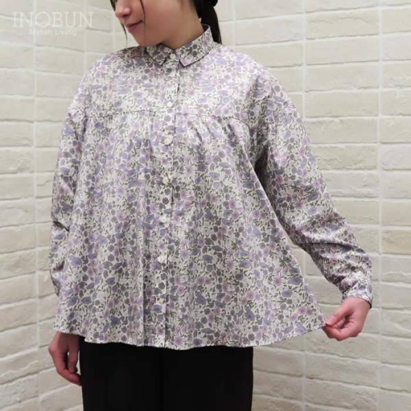 Coupole LIBERTY切替ギャザーブラウス Poppy ＆ Daisy パープル系