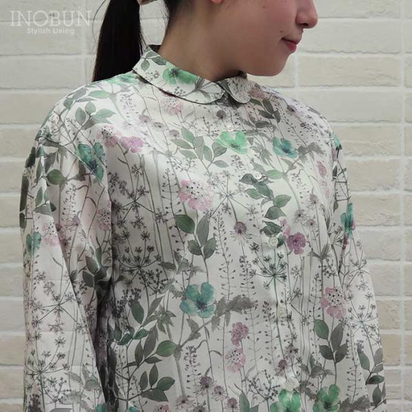 Parkes LIBERTY 重ね衿 裾ラウンドカットシャツ ブラウス Irma/BE セール