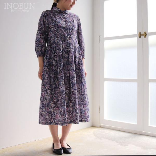 J.Sloane LIBERTY 衿付きスッキリ見えワンピース Wild Flowers/UE 7分...