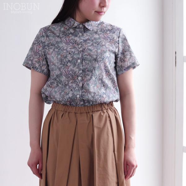 Parkes LIBERTY 角衿レギュラーシャツ ブラウス Little Eden/26BU 半袖...