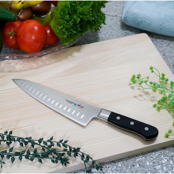 包丁　口金サーモン牛刀包丁　関の刃物　ＴＳマダム　 200mm　口金付　ディンプル