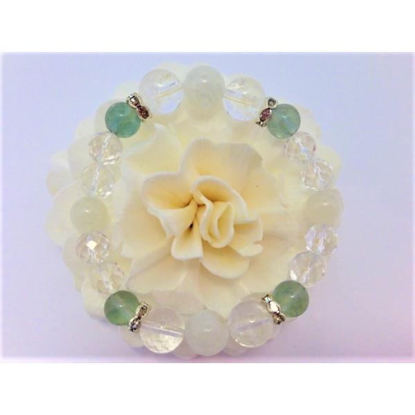 6A-1 ブルームーンストーン＆ヒマラヤ水晶＆ブルーフローライト＆水晶 天然石ブレスレット　レディー...