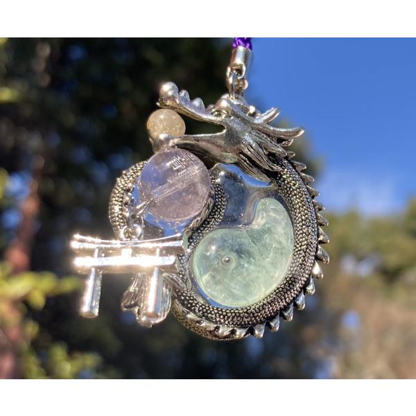 龍神の御守り石　龍ストラップ　龍お守り　ゼロ磁場神社　dragon charm   dragon g...