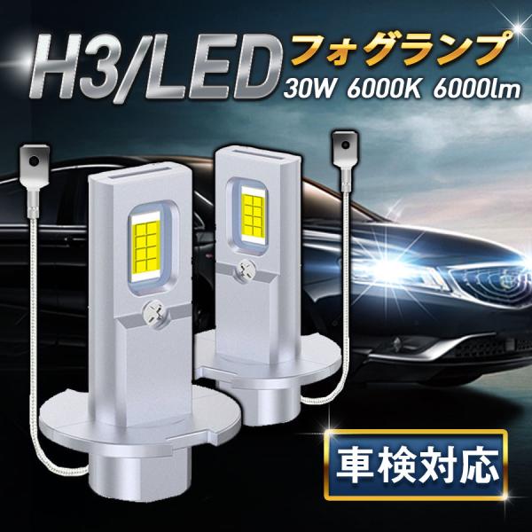 H3 LED フォグランプ 2本セット DC12V車用 爆光 ホワイト 6000K 6000lm 車...