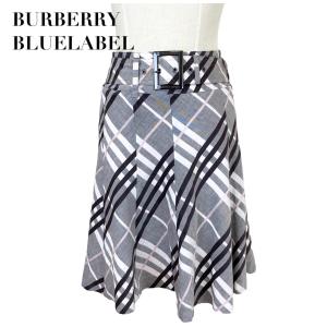 中古 バーバリー ブルーレーベル BURBERRY BLUELABEL 膝丈 フレアスカート チェッ...