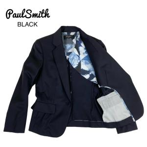 中古 ポールスミス ブラック PaulSmith black テーラードジャケット ネイビー ウール 薄手 レディース サイズ38｜inotori