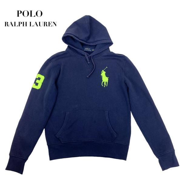 中古 ポロラルフローレン POLO RALPH LAUREN 長袖 パーカー フーディ ネイビー ビ...