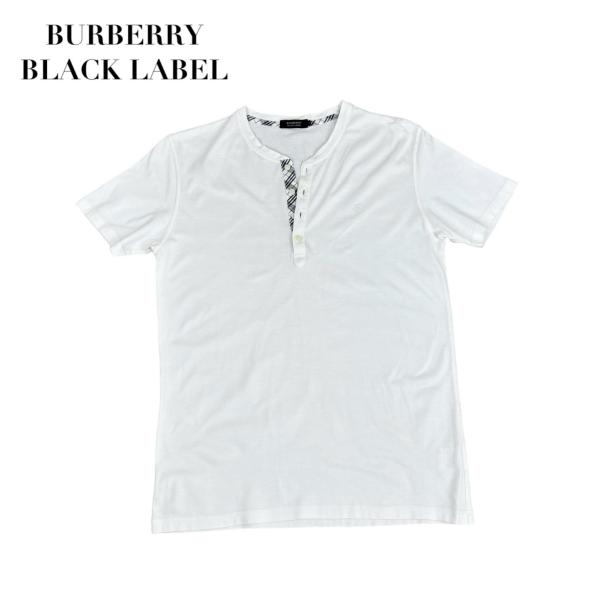 中古 バーバリーブラックレーベル BURBERRY BLACKLABEL 半袖 Tシャツ ヘンリーネ...