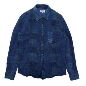 古着 GAIJIN MADE 外人公司 パッチワークシャツ 長袖シャツ クリーニング済み 藍染め メンズM相当 Chiang Mai DELUXE