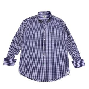 古着 ラコステ LACOSTE 長袖 ボタンダウンシャツ クリーニング済み ストライプ柄 紫 メンズ サイズ3