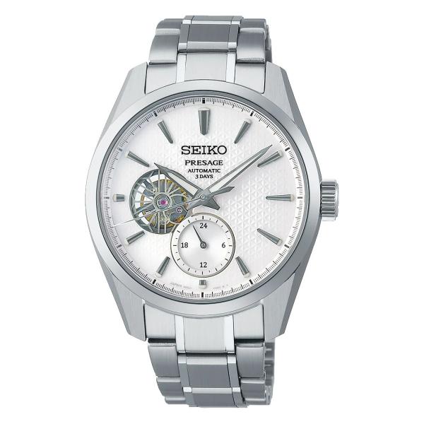 SARJ001 SEIKO プレサージュ メカニカル 3days オープンハート 麻の葉紋様ダイヤル...