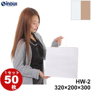 紙袋 マチ20cm バッグ マチ広 手提げ紙袋 茶 白 手提げ 業務用 HW-2 R・S 50枚 320ｘ200ｘ300｜inouehsigyou