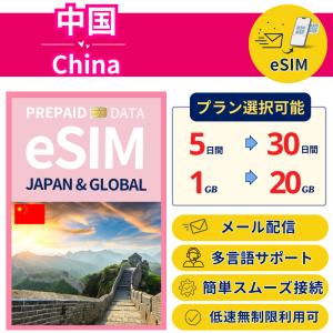 中国 eSIM データ専用 プリペイド 最短即日...の商品画像