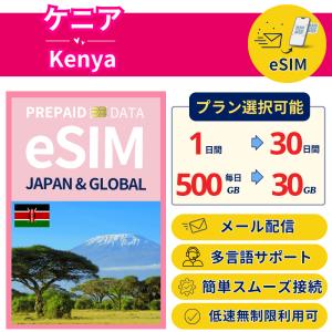 ケニア eSIM データ専用 プリペイド 最短即...の商品画像
