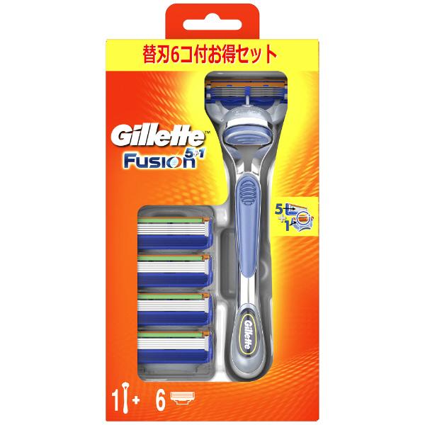 ジレット フュージョン５＋１ マニュアル５Ｂ ホルダー付 替刃６個付 シルバー