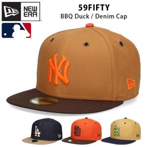 ニューエラ 59FIFTY BBQ デニム ダックキャンバス キャップ 帽子 LA NY SD STL NEW ERA 5950 バーベキュー MLB メンズ レディース ブランド 大きいサイズ