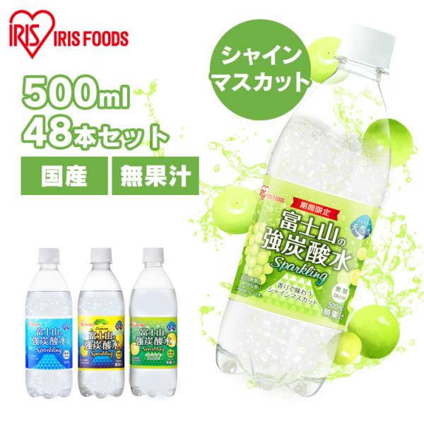 炭酸水 500ml 48本 最安値 強炭酸水 国産 ラベルレス ミネラルウォーター アイリスオーヤマ...