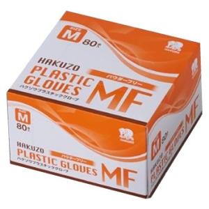 ハクゾウ　プラスチックグローブMF　パウダーフリー　M　80枚入×6箱セット