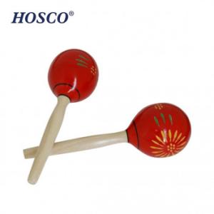 HOSCO(ホスコ)　パーカッション  ウッドマラカス　丸型9.5×31.5cm　レッド  HP-M...