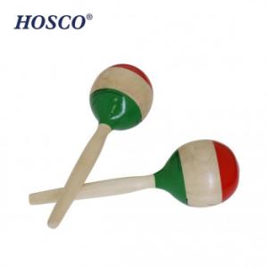 HOSCO(ホスコ)　パーカッション  ウッドマラカス　丸型9.5×31.5cm　3色  HP-MR...