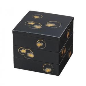 まえじゅう漆器 6.5 三段重 光輪松 7R-603