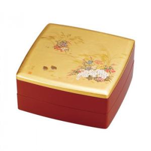 まえじゅう漆器 みやび 胴張オードブル(中子付) 7R-707 赤 24x24x11cm