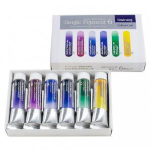 クサカベ シングルピグメント 透明水彩絵具 6色セット ステイニング SP-S6