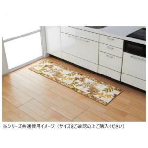 南洋柄 キッチンマット(抗菌防臭 吸水速乾) 日本製 50×80cm ブラウン