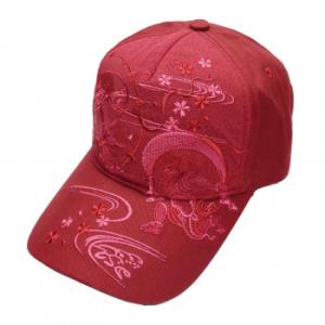 大西賢製販 Ripple 刺繍綿キャップ モノトーン風神雷神 エンジ H32DR-SC03