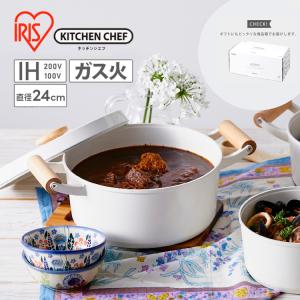 池永鉄工 IK電調専科 深型鍋 24cm (内茶ホーロー仕上) 鋳鉄/フタ:天然