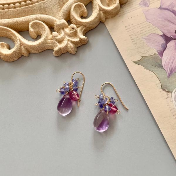 【Pesca&amp;Noce】 ピアス アメジスト タンザナイト ルビー パワーストーン 紫水晶 天然石 ...