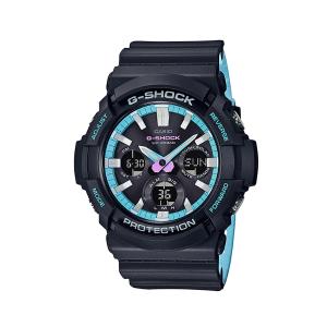 G-SHOCK Gショック ジーショック Neon accent color シリーズ カシオ CASIO ソーラー アナデジ 腕時計 ブラック ペールブルー GAS-100PC-1A 逆輸入海外モデル