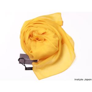 スカーフ レディース ストール シルク100% 山吹色B  イエロー 黄 ひまわり たんぽぽ 大判 ...