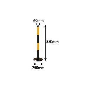 やわらかゴムポール 80cm 黄／黒  カーボーイ／トラスコ中山 工事 ポール 駐車場 車止め 立ち入り禁止（代引き不可）｜inter-shop