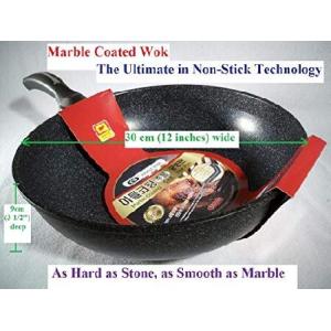 Ceramic Marble Coated Cast Aluminium Non Stick Wok 30 cm (12 inches) by KW Marble Ware｜inter-trade