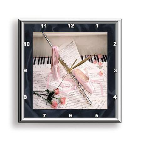 【並行輸入品】 3dRose DPP_14906_2 フルート音楽と鍵壁掛け時計 13 x 13イン...