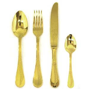 MEPRA 1097CA22024 Oro Flatware Set,  24 Piece, Polished Gold Finish, Dishwasher Safe Cutlery｜inter-trade