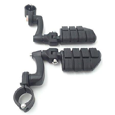 【並行輸入品】 XKH-ブラック 調節可能 デュアルハイウェイ Pクランプ 大型フットペグ フットレ...