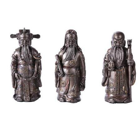 仏教FU LU SHOU Lucky Gods Statueセット