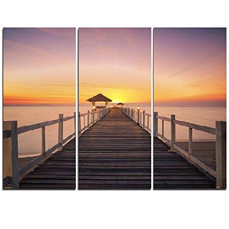 Designart Wide Wooden Bridge Sea Pier Wall Canvas ...