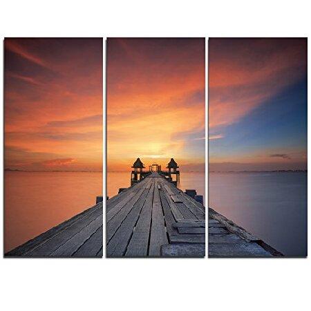 Designart Wooden Straight Sea Bridge Canvas Wall A...