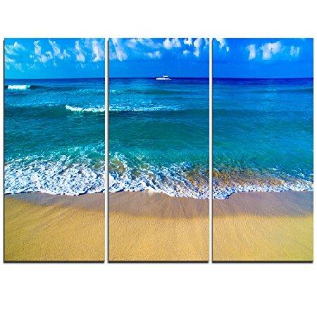 Designart Floating Blue Waves Beach-Large Seashore...