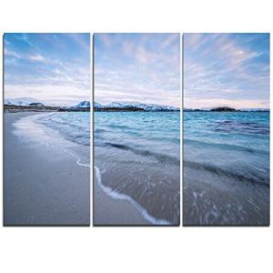 Designart 波が穏やかな海岸をはねかけるモダンな海の景色キャンバスアートワーク 36x28インチ マルチパネル3枚 36 x 28インチ パネル3枚｜inter-trade