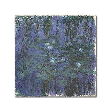 商標Fine Art Blue Water Lilies壁飾り 14x14 AA00638-C141...