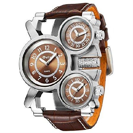 【並行輸入品】 Oulm 1167 ミリタリーアーミー スポーツ腕時計 アナログ3ダイヤル コーヒー...