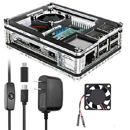【並行輸入品】 Miuzei Raspberry Pi 3 B+ ケース ファン冷却Pi 3Bケース...